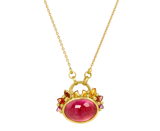 Polly Wales Pink Cetonia Tourmaline Padlock Necklace