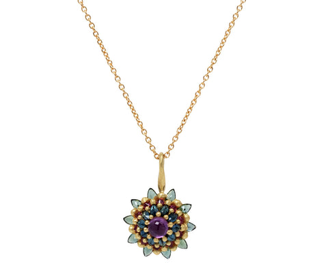 Royal Cluster Sapphire Pendant Necklace