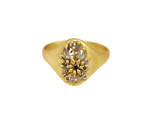 Cognac Diamond Lotus Signet Ring - TWISTonline