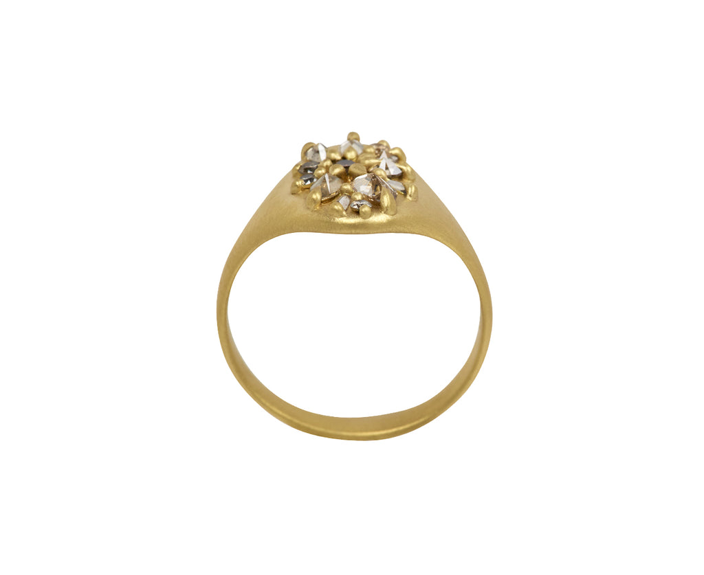 Cognac Diamond Lotus Signet Ring