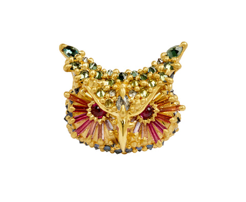 Rainbow Athene Owl Ring