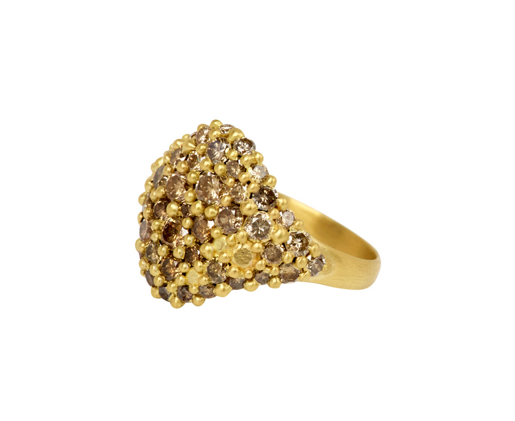 Cognac Diamond River Signet Ring