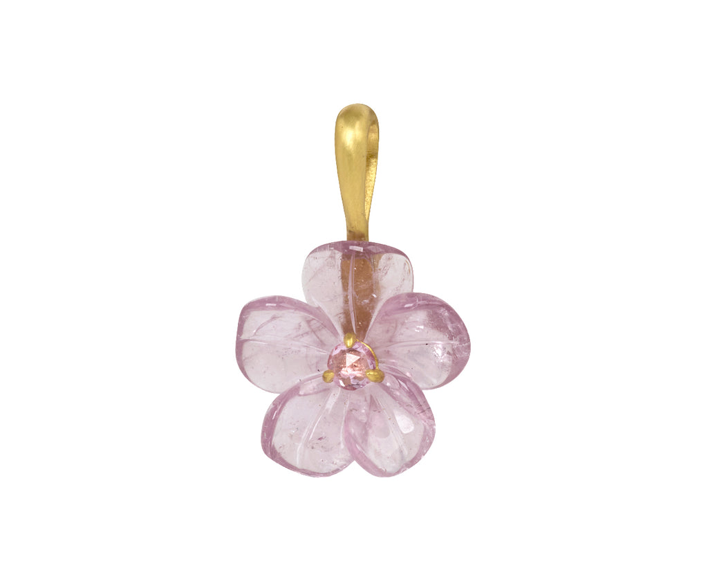 Pink Tourmaline and Pink Sapphire Jeweled Flower Charm Pendant ONLY