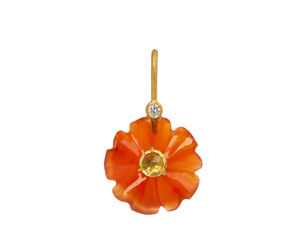 Carnelian and Yellow Sapphire Jeweled Flower Charm Pendant ONLY