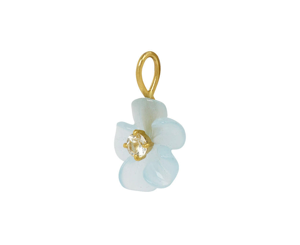 Aquamarine and Yellow Sapphire Jeweled Flower Charm ONLY