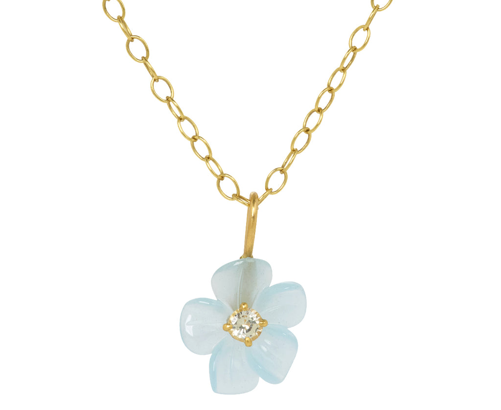 Aquamarine and Yellow Sapphire Jeweled Flower Charm ONLY