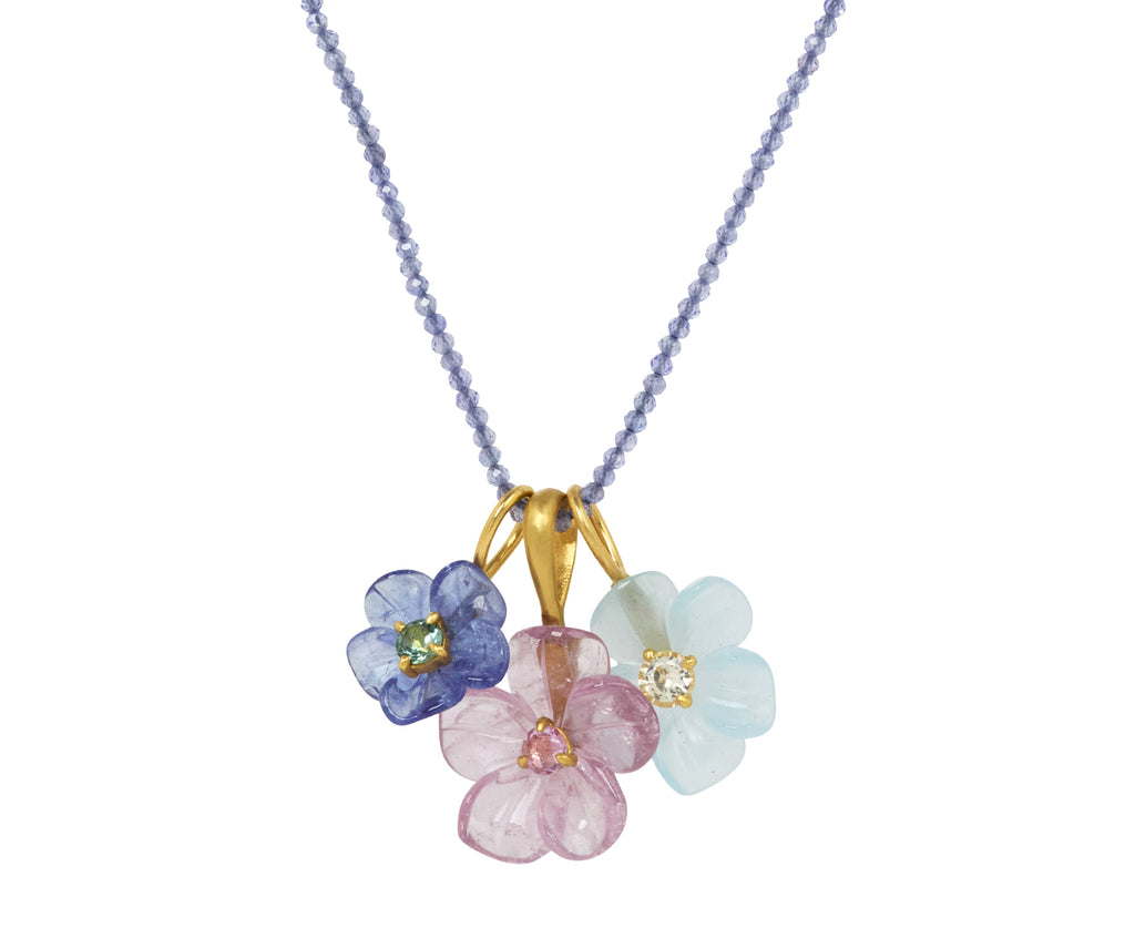 Aquamarine and Yellow Sapphire Jeweled Flower Charm ONLY