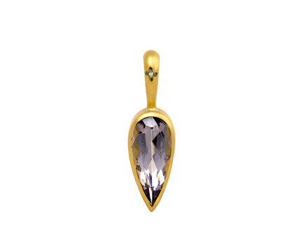 Teardrop Gray Lilac Tourmaline Charm Pendant ONLY