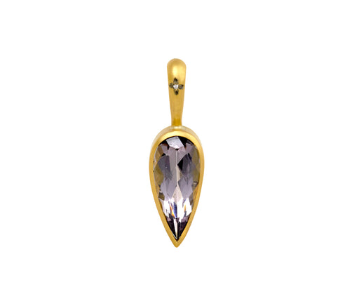 Teardrop Gray Lilac Tourmaline Charm Pendant ONLY
