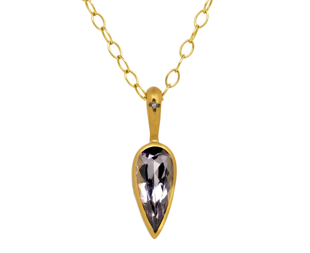 Teardrop Gray Lilac Tourmaline Charm Pendant ONLY