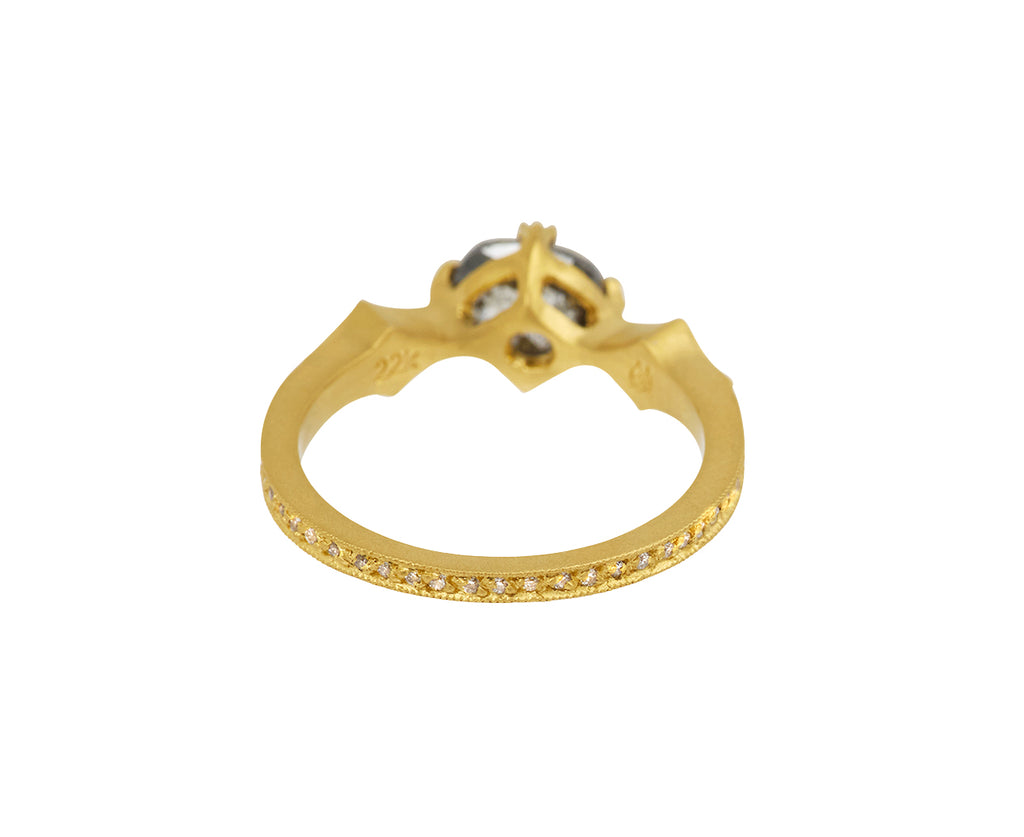 Silver Diamond Antique Prong Ring