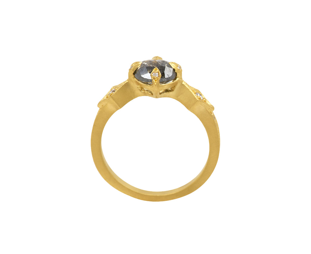 Silver Diamond Antique Prong Ring