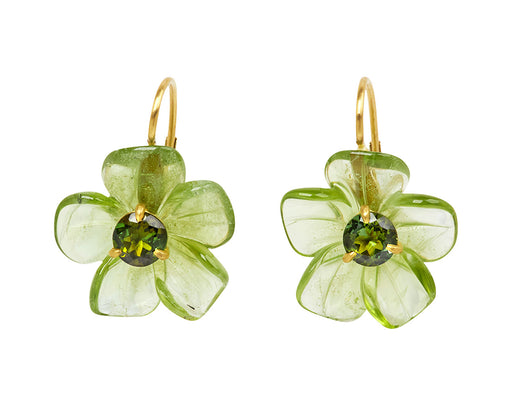 Peridot and Tourmaline Jeweled Flower Earrings