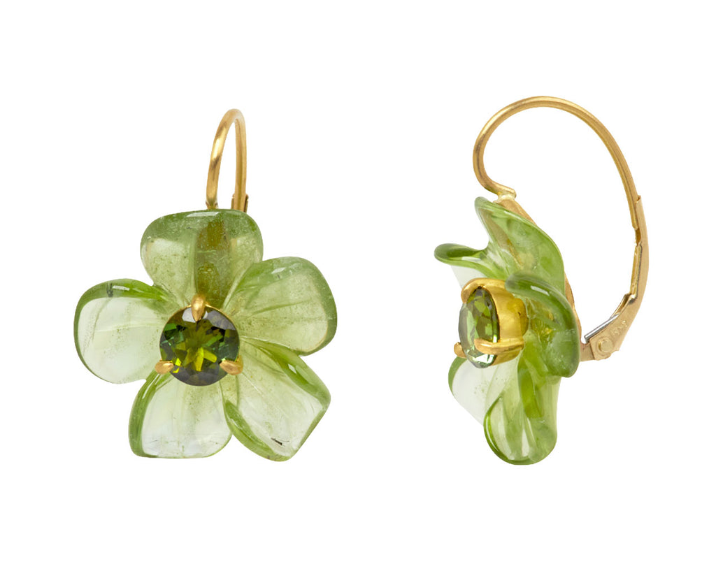 Peridot and Tourmaline Jeweled Flower Earrings