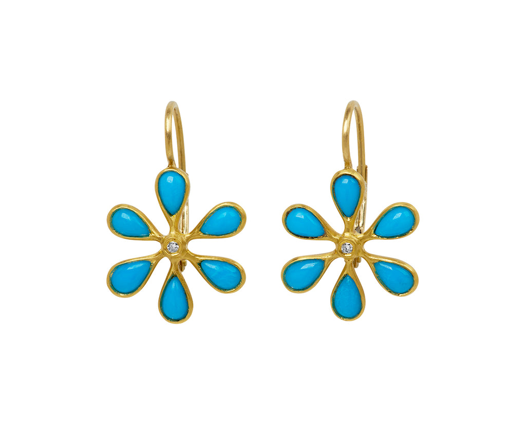 Sleeping Beauty Turquoise Flower Earrings
