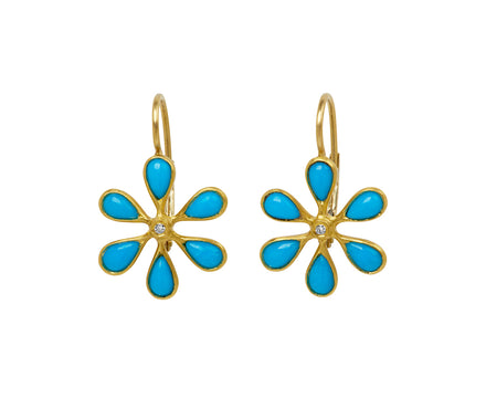 Sleeping Beauty Turquoise Flower Earrings