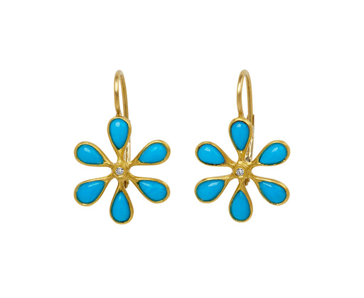 Sleeping Beauty Turquoise Flower Earrings