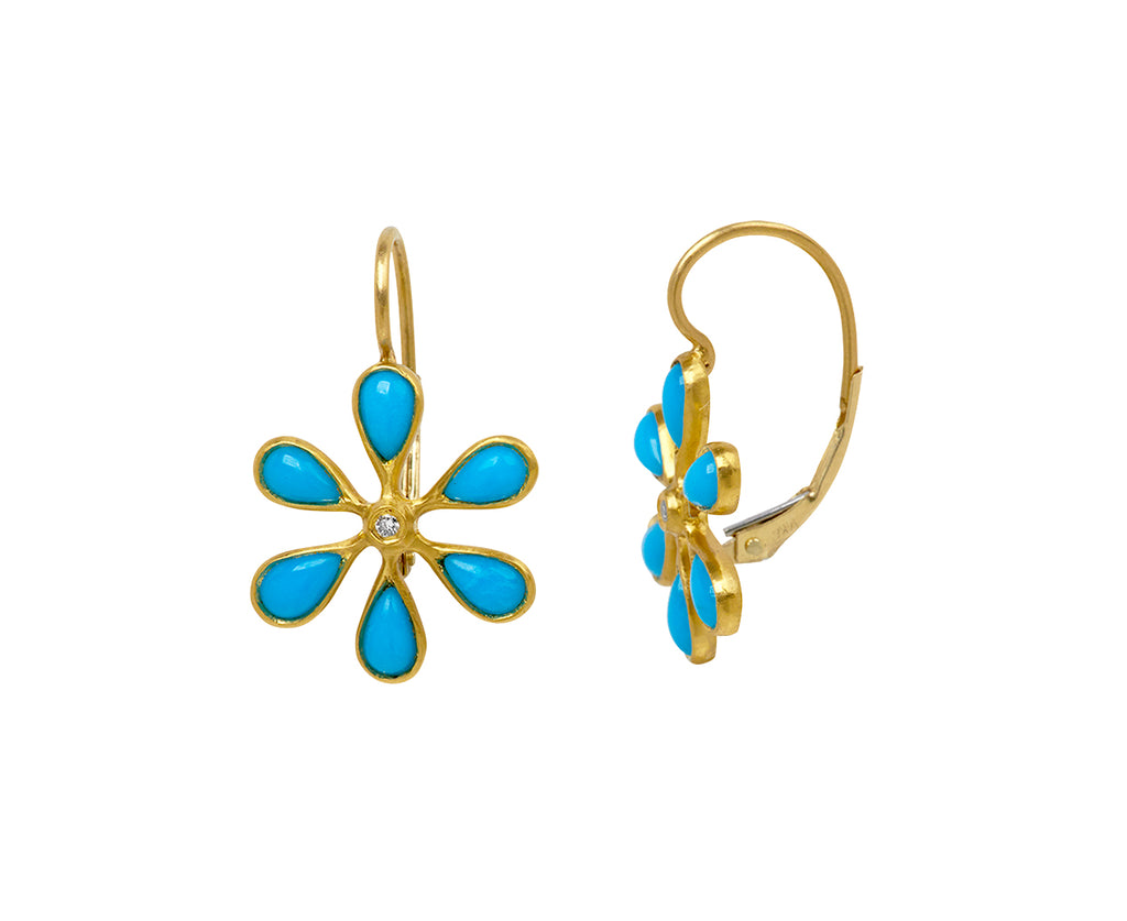 Sleeping Beauty Turquoise Flower Earrings