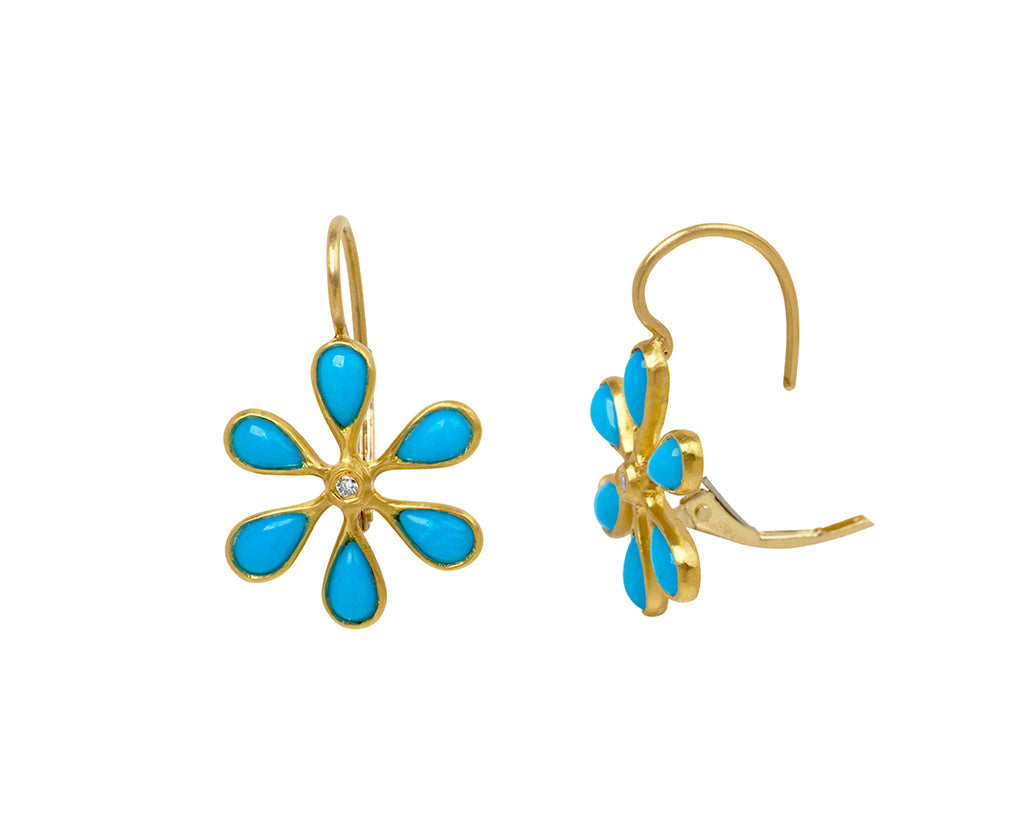 Sleeping Beauty Turquoise Flower Earrings