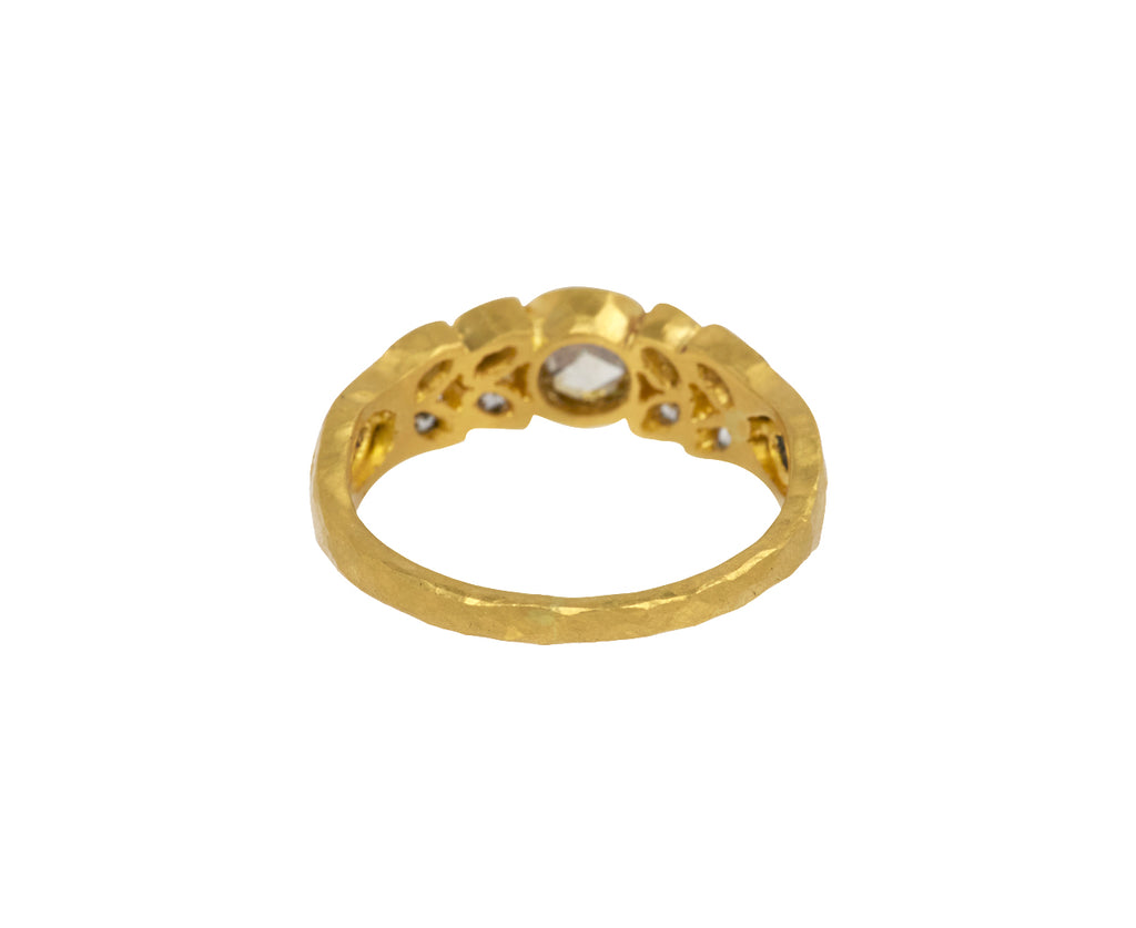 Rose Cut Apricot Diamond Small Garland Ring