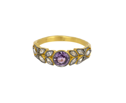 Pink Sapphire and Diamond Small Garland Ring