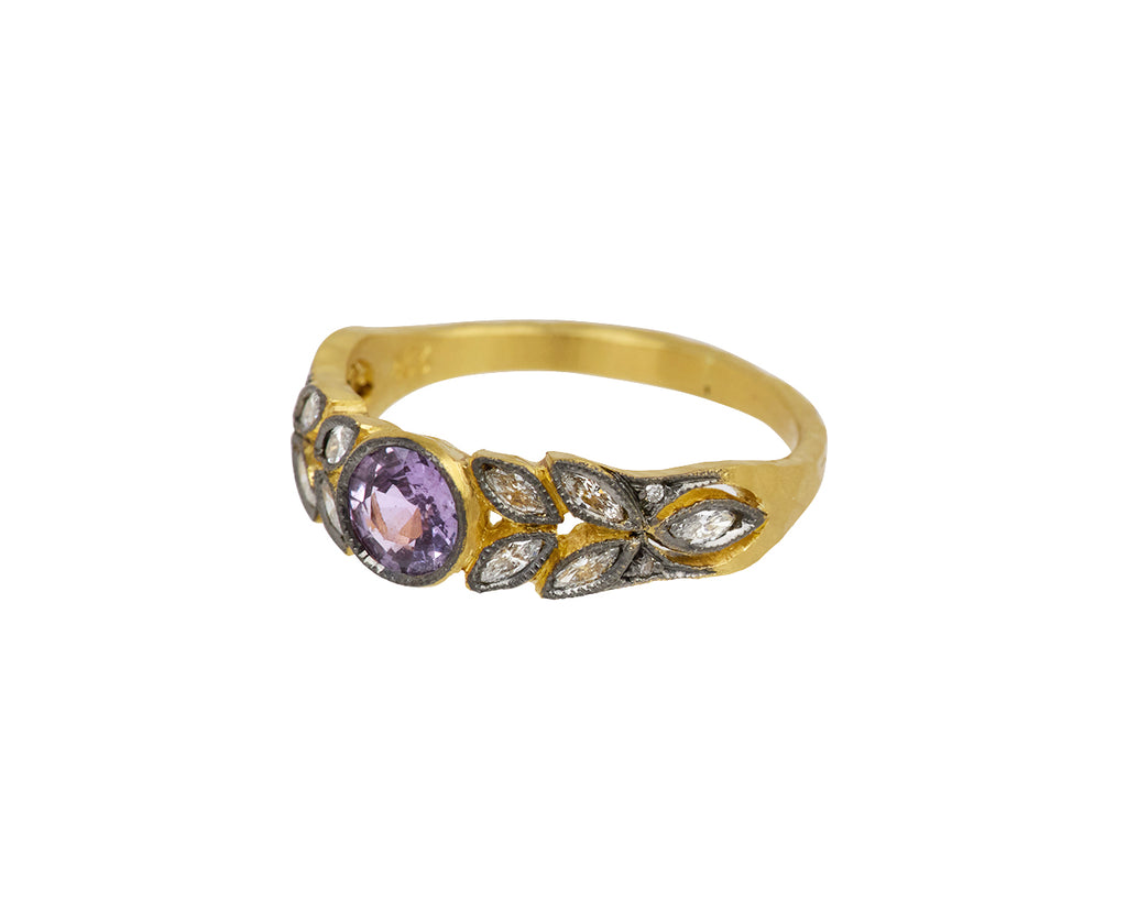 Pink Sapphire and Diamond Small Garland Ring