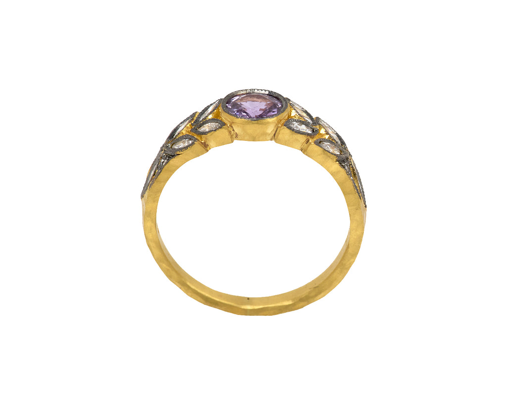 Pink Sapphire and Diamond Small Garland Ring