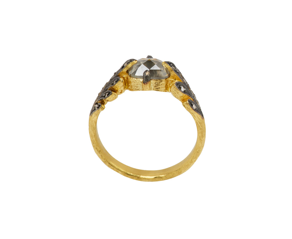 Cathy Waterman Silver Diamond Leafside Ring - Top Down View