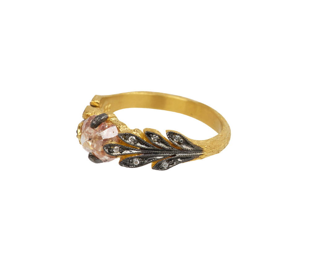 Cathy Waterman Rustic Diamond Leaf Side Ring - Angled View