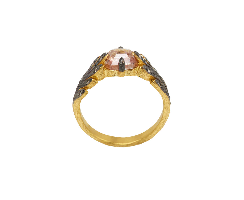 Cathy Waterman Rustic Diamond Leaf Side Ring - Top Down View