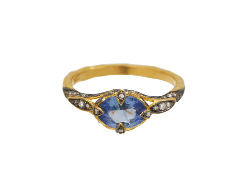 Ceylon Blue Sapphire Petal Side Ring