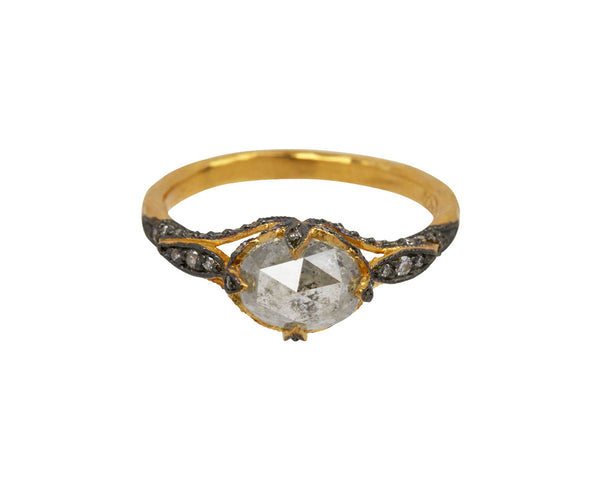 Cathy Waterman Rustic Rose Cut Diamond Petal Side Ring