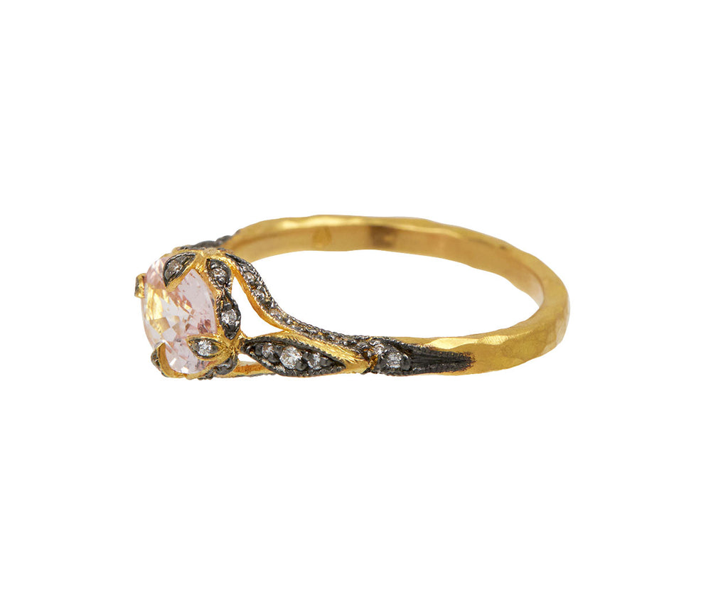 Pale Pink Sapphire Petal Side Ring