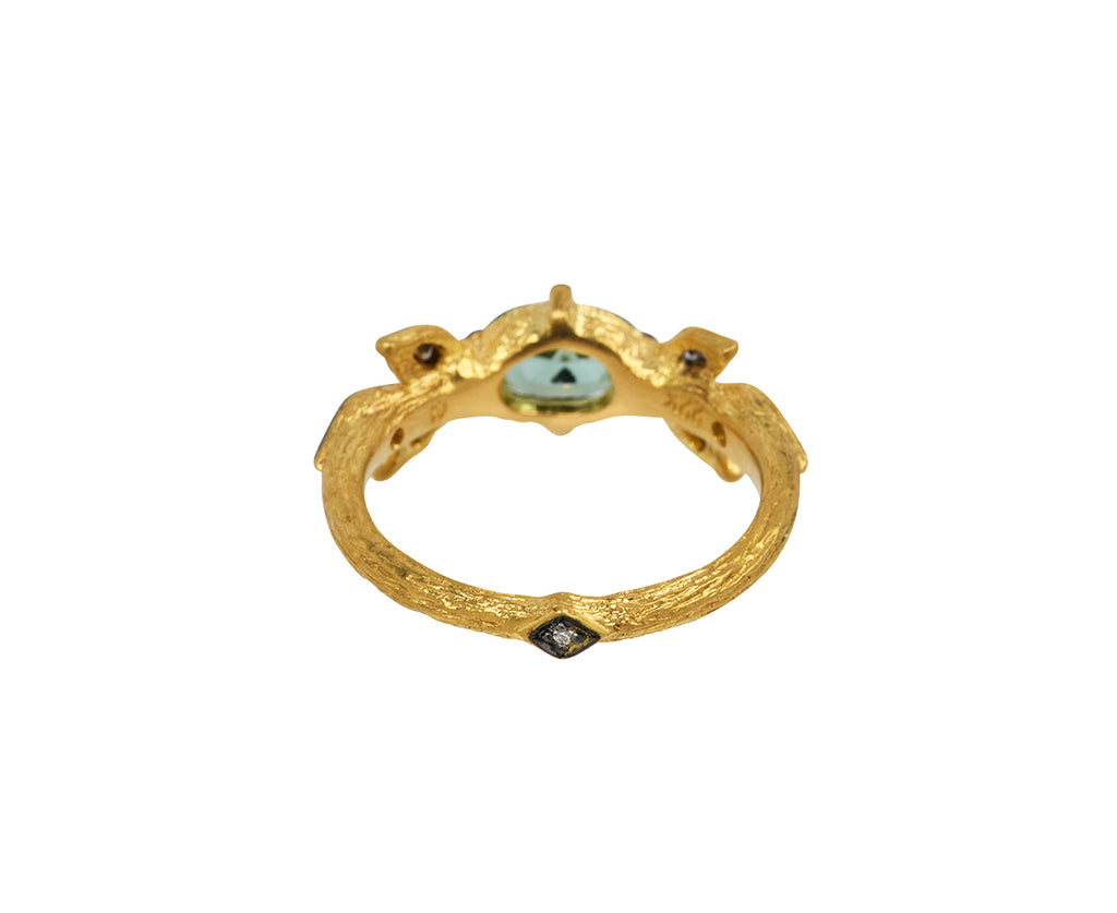 Green Tourmaline Marquise Diamond Three Leaf Ring