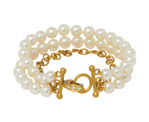 Pearl Beaded Carcassone Mountain Chain Bracelet