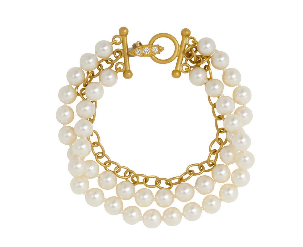 Pearl Beaded Carcassone Mountain Chain Bracelet