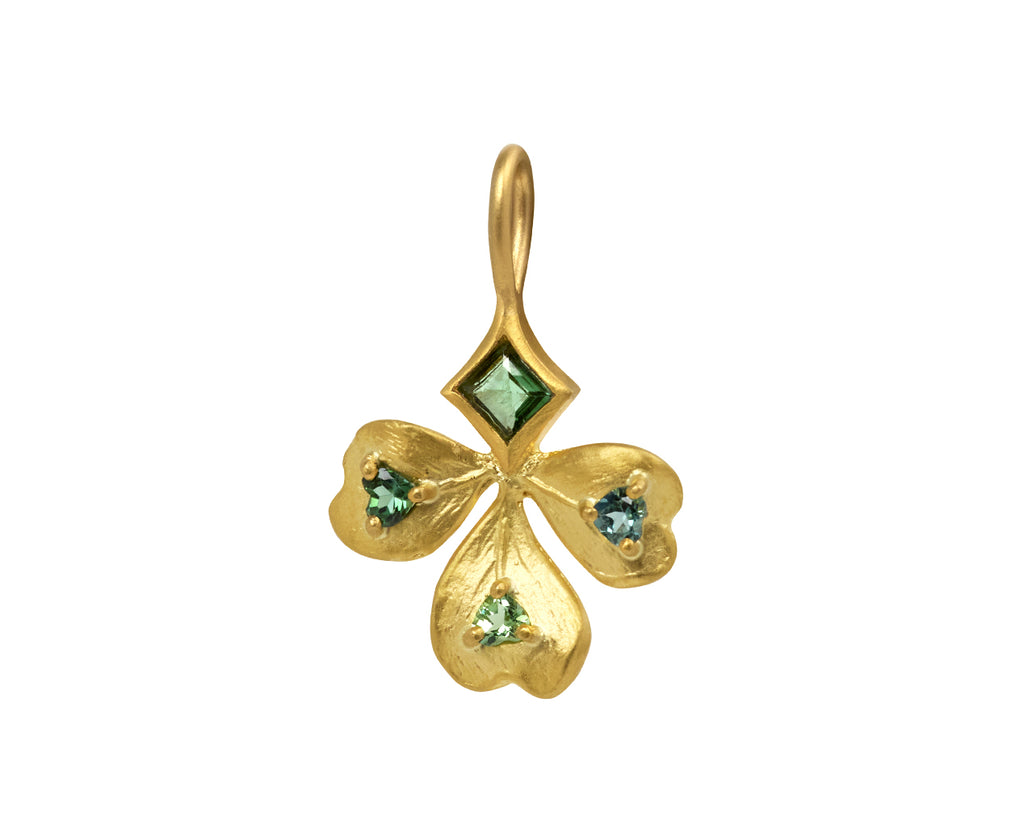 Green Tourmaline Clover Charm Pendant ONLY