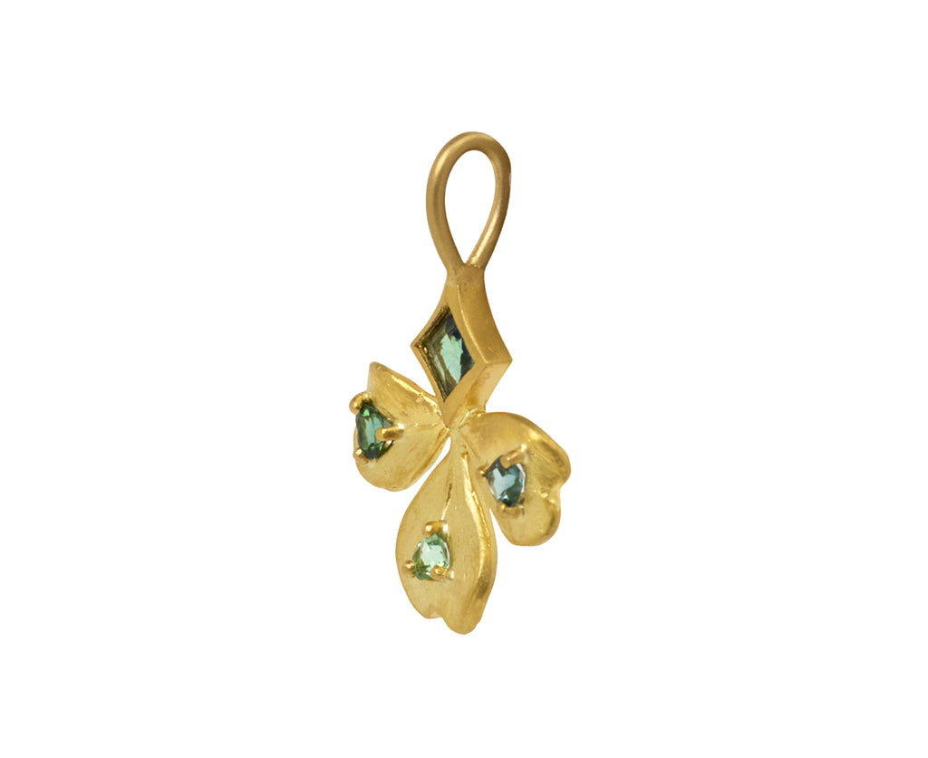 Green Tourmaline Clover Charm Pendant ONLY
