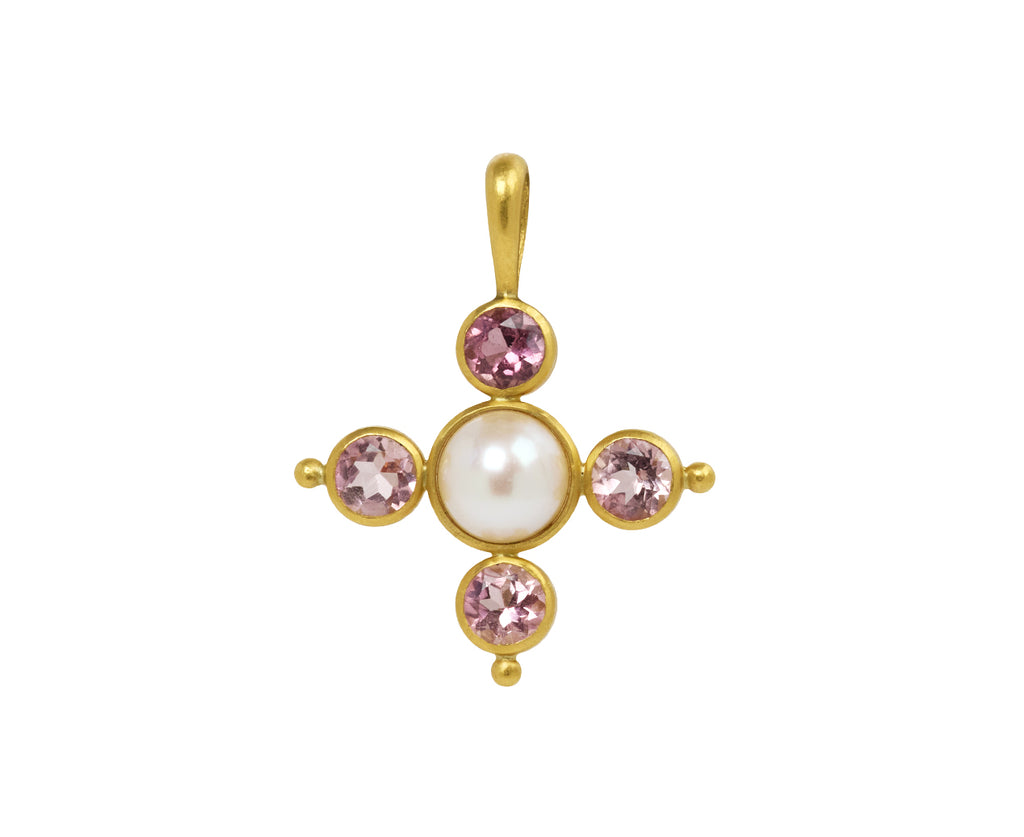Pink Tourmaline and Akoya Pearl Charm Pendant ONLY
