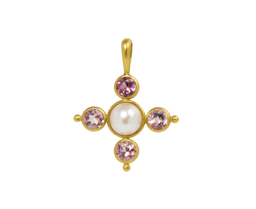 Pink Tourmaline and Akoya Pearl Charm Pendant ONLY