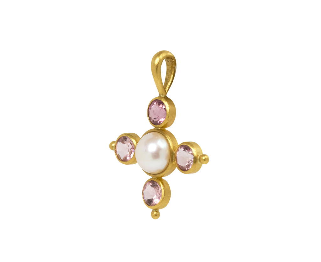 Pink Tourmaline and Akoya Pearl Charm Pendant ONLY