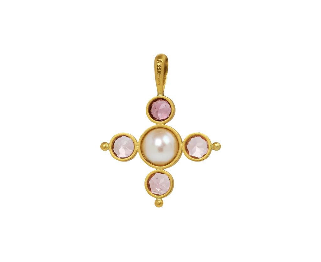 Pink Tourmaline and Akoya Pearl Charm Pendant ONLY