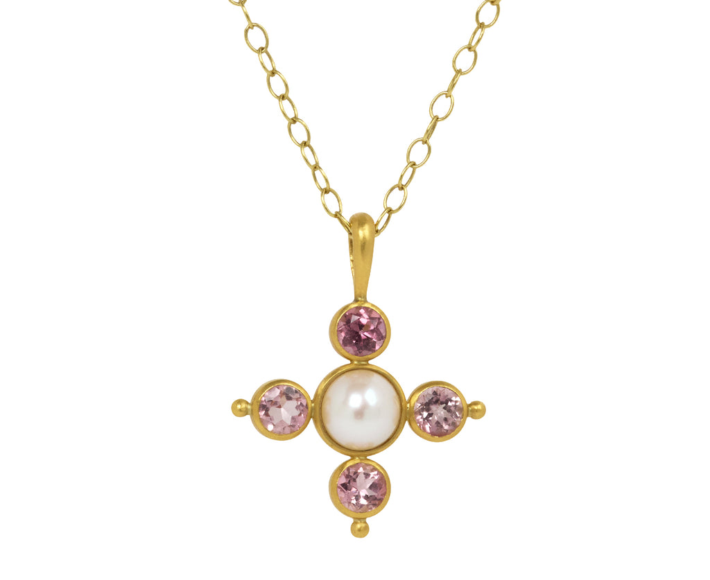 Pink Tourmaline and Akoya Pearl Charm Pendant ONLY
