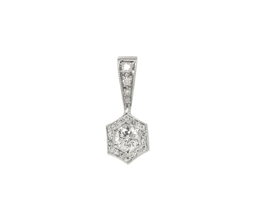 Platinum and Diamond Hex Charm Pendant ONLY