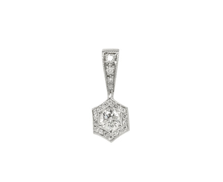 Platinum and Diamond Hex Charm Pendant ONLY