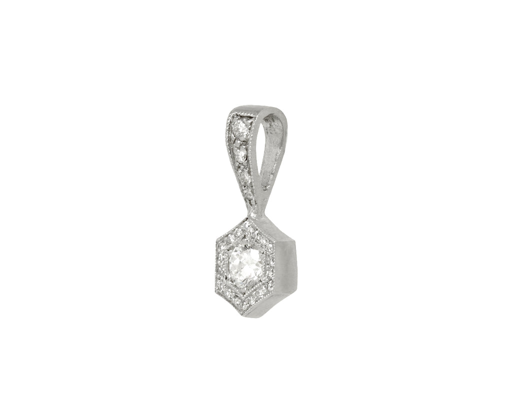 Platinum and Diamond Hex Charm Pendant ONLY
