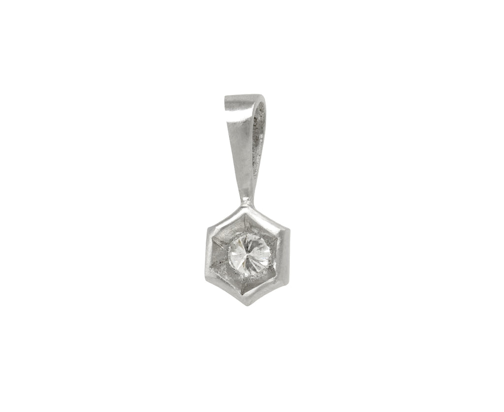 Platinum and Diamond Hex Charm Pendant ONLY