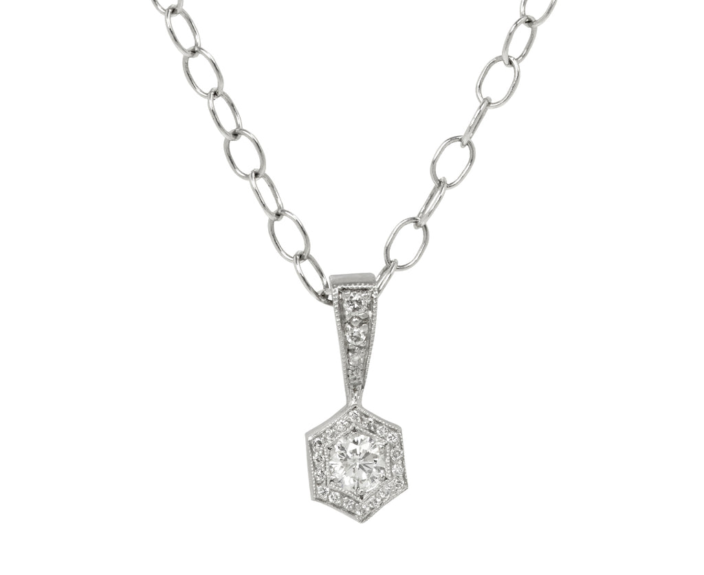 Platinum and Diamond Hex Charm Pendant ONLY