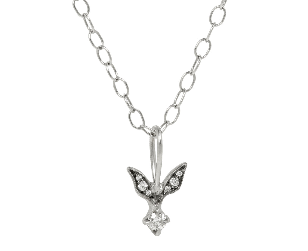 Diamond Blackened Leaf Charm Pendant ONLY