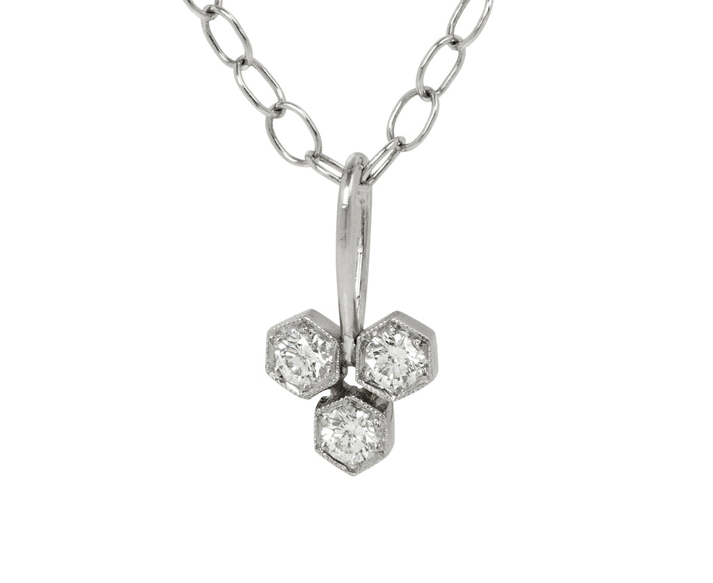 Platinum and Diamond Triple Hexagonal Charm Pendant ONLY